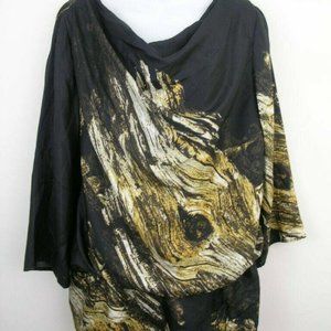 Sharon Young Women's Blouse Top Black Drape Neck L